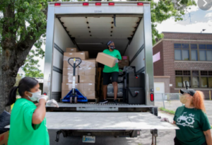 Food shelf delivery truck