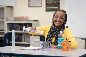 Vinegar and baking soda experiment in science class